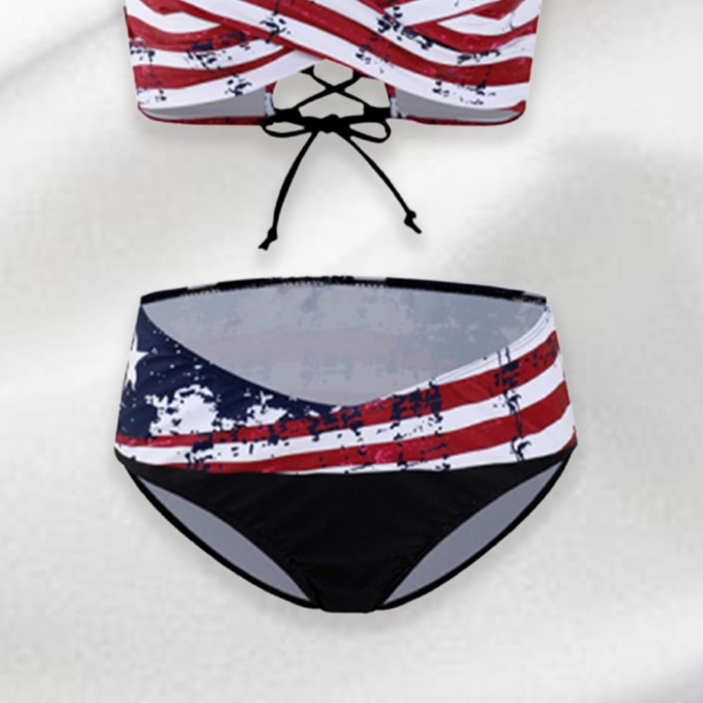 HOST PICK! American Flag High Waist Back Tethered Bikini - Picture 4 of 5